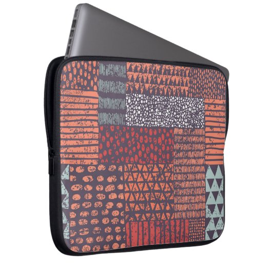 Bohemisches Patchwork: handgezeichnet nahtloses De Laptopschutzhülle (Vorne Rechts)