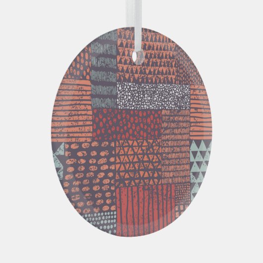 Bohemisches Patchwork: handgezeichnet nahtloses De Ornament Aus Glas (Vorderseite Rechts)