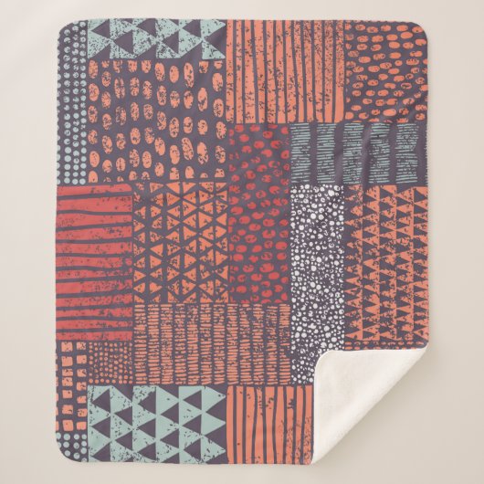Bohemisches Patchwork: handgezeichnet nahtloses De Sherpadecke (Vorderseite)