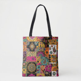 Bohemisches Patchwork Mandala und Paisley Pattern Tasche