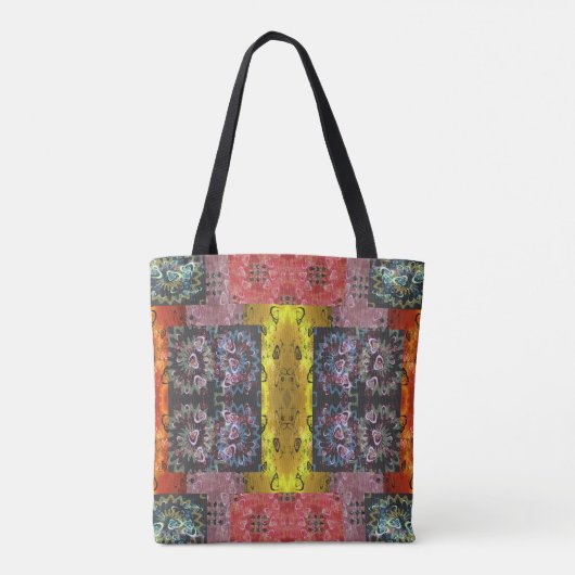 Bohemisches Patchwork Psychedelic Tasche (Rückseite)