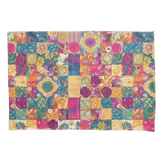 Bohemisches Patchwork-Tile-Design Kissenbezug (Vorderseite-Links)