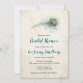 Bohemisches Peacock Feather Aquamarines Brautparty Einladung (Vorderseite)