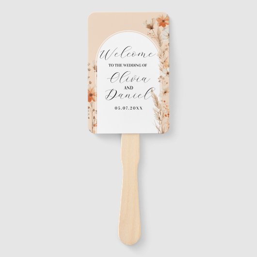 Bohemisches Programm für Floral Boho Peach Fächer (Vorderseite)