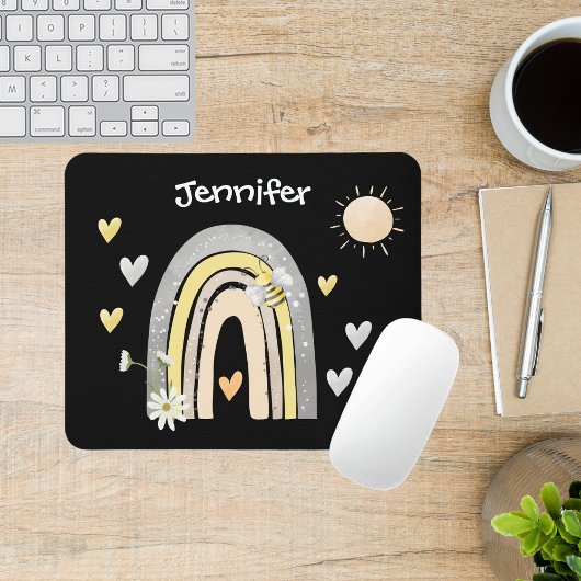 Bohemisches Rainbow & Bumblebemonogramm Mousepad