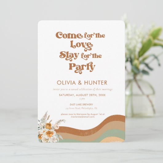 Bohemisches Retro-Foto Lässig Hochzeit Einladung (Stehend Vorderseite)