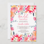 Bohemisches rosa Aquarellfarben-Blume Brautparty Einladung (Vorderseite)