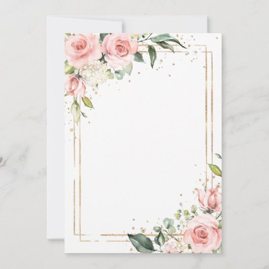 Bohemisches Rosa Blütengold 90. Geburtstag Einladung (Rückseite)