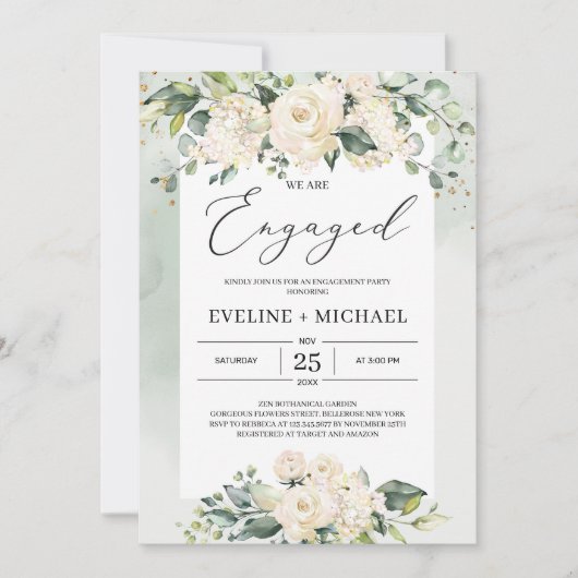 Bohemisches Rosengrün Brautparty Einladung (Vorderseite)