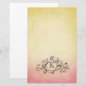 Bohemisches Rustikales Gelb- und Rosa Blüh Briefpapier (Vorne/Hinten)