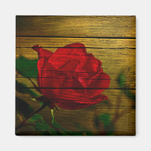 Bohemisches Scheunenholz Valentinstag Rote Rose Magnet