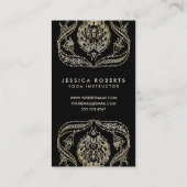 Bohemisches Schwarzes Gold-Look Modernes Floral Visitenkarte (Rückseite)