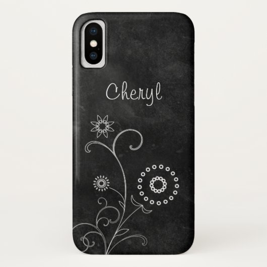 Bohemisches Schwarzweißbrett Hübsche weiße Blume m Case-Mate iPhone Hülle (Rückseite)