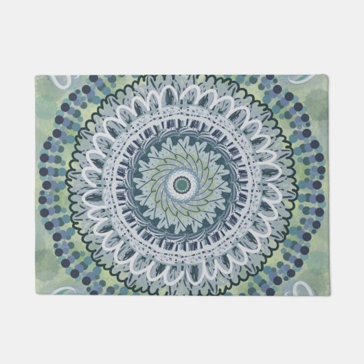 Bohemisches Shabby Chic Mandala Dot Art Design Fußmatte (Vorderseite)