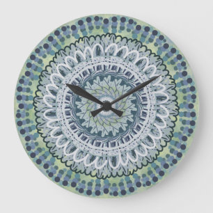 Bohemisches Shabby Chic Mandala Dot Art Design Große Wanduhr