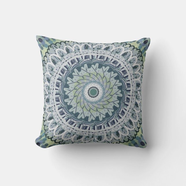 Bohemisches Shabby Chic Mandala Dot Art Design Kissen (Vorderseite)