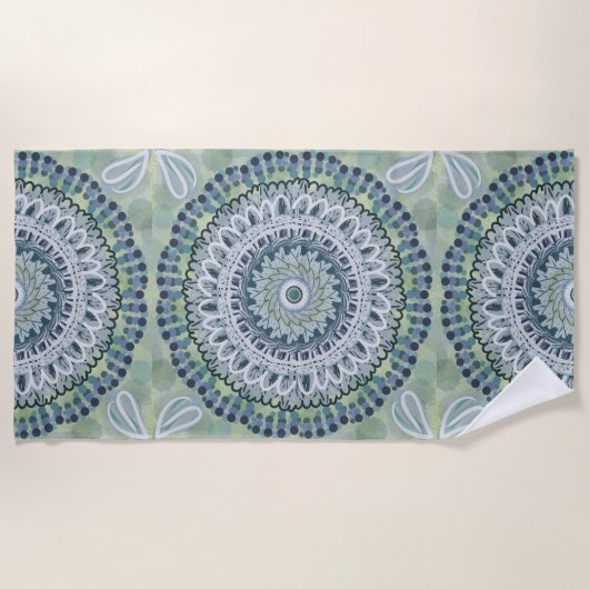 Bohemisches Shabby Chic Mandala Dot Art Design Strandtuch (Vorderseite)