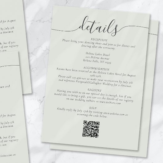 Bohemisches Skript Einfache Hochzeitsdetails Begleitkarte