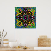 Bohemisches Stamm Mandala Tile aus Hartglas Poster (Küche)