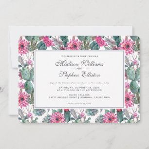 Bohemisches Sukkulent & floral - Hochzeit Einladung