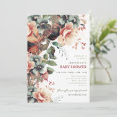 Bohemisches Summer Garden Floral Baby Dusche Party Einladung (Stehend Vorderseite)