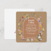Bohemisches Tee-Party Baby in Blütendusche Einladung (Vorne/Hinten)