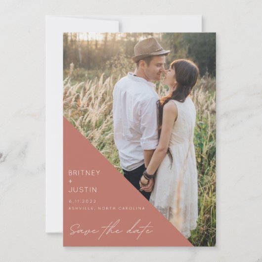 Bohemisches Terracotta Arch Foto Hochzeit Save The Date (Vorderseite)