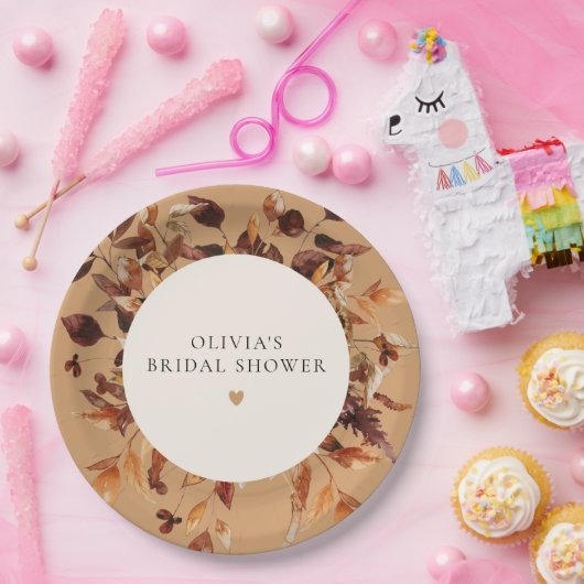 Bohemisches Terracotta Fall Floral Brautparty Pappteller (Party)