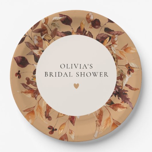 Bohemisches Terracotta Fall Floral Brautparty Pappteller (Vorderseite)