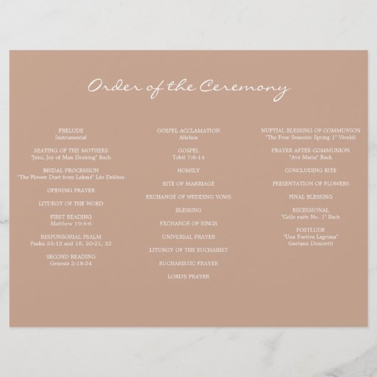 Bohemisches Terracotta-Hochzeitsprogramm Flyer (Hinten)