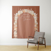 Bohemisches Terracotta-Pampas-Gras-Brautparty Wandteppich (Beispiel)