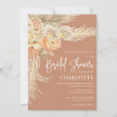 Bohemisches Terracotta Pampas Grass Brautparty Einladung (Vorderseite)