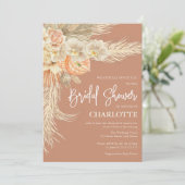 Bohemisches Terracotta Pampas Grass Brautparty Einladung (Stehend Vorderseite)