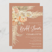 Bohemisches Terracotta Pampas Grass Brautparty Einladung (Vorne/Hinten)