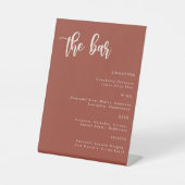 Bohemisches Terracotta Script Wedding Bar Sign Sockelschild (Vorderseite)