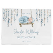 Bohemisches Thema blaue Babydusche Geschenktasche Große Geschenktüte (Rückseite)