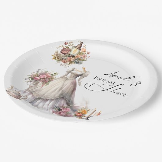 Bohemisches Viktorianisches Hochzeitskleid Tee Bra Pappteller (Schrägansicht)