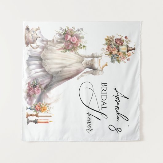 Bohemisches Viktorianisches Hochzeitskleid Tee Bra Wandteppich (Vorderseite (Horizontal))