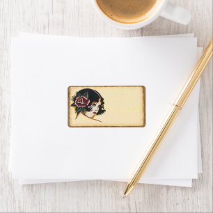 Bohemisches Vintages Girl Wood Trimmadressen-Label Adressaufkleber