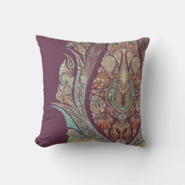 Bohemisches Vintages Lila Tribal Paisley Muster Kissen