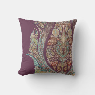 Bohemisches Vintages Lila Tribal Paisley Muster Kissen