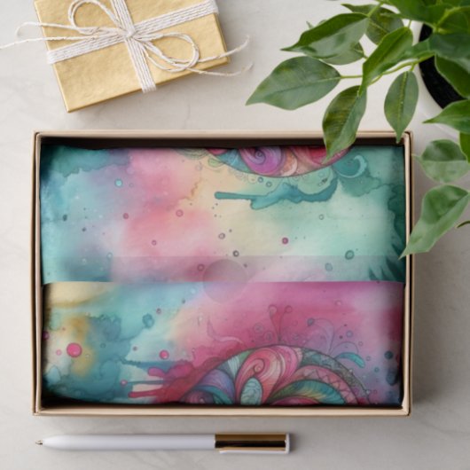 Bohemisches Wasserfarbenherz | Dekopapier Seidenpapier (Geschenk)