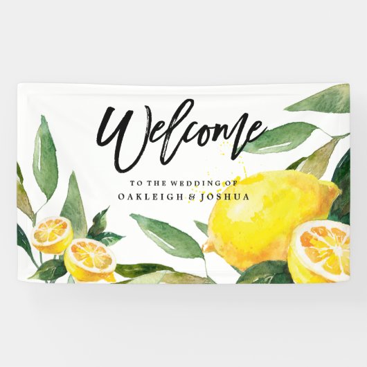 Bohemisches Watercolor Lemon Wedding Banner (Horizontal)