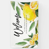 Bohemisches Watercolor Lemon Wedding Banner (Vertikal)