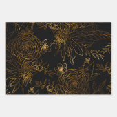 Bohemisches Weihnachten Golden Floral Dark Moody Geschenkpapier Set (Vorderseite 2)