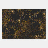 Bohemisches Weihnachten Golden Floral Dark Moody Geschenkpapier Set (Vorderseite)