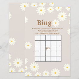 Bohemisches White Daisy Watercolor Bingo Game