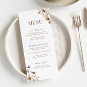Bohemisches Wildblume Brautparty Menükarte