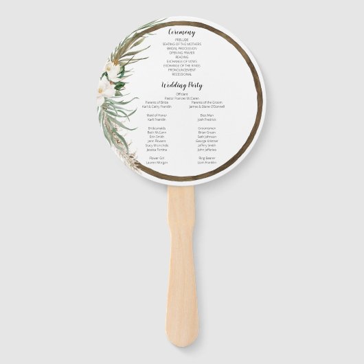 Bohemisches Wreath Wedding Fan Programm Fächer (Rückseite)