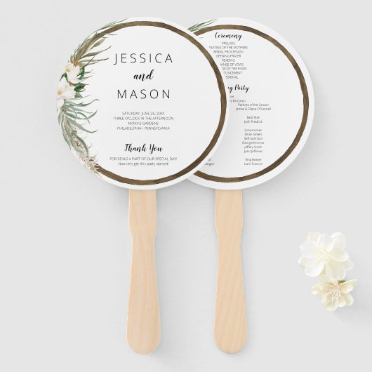 Bohemisches Wreath Wedding Fan Programm Fächer (Vorne und Hinten)